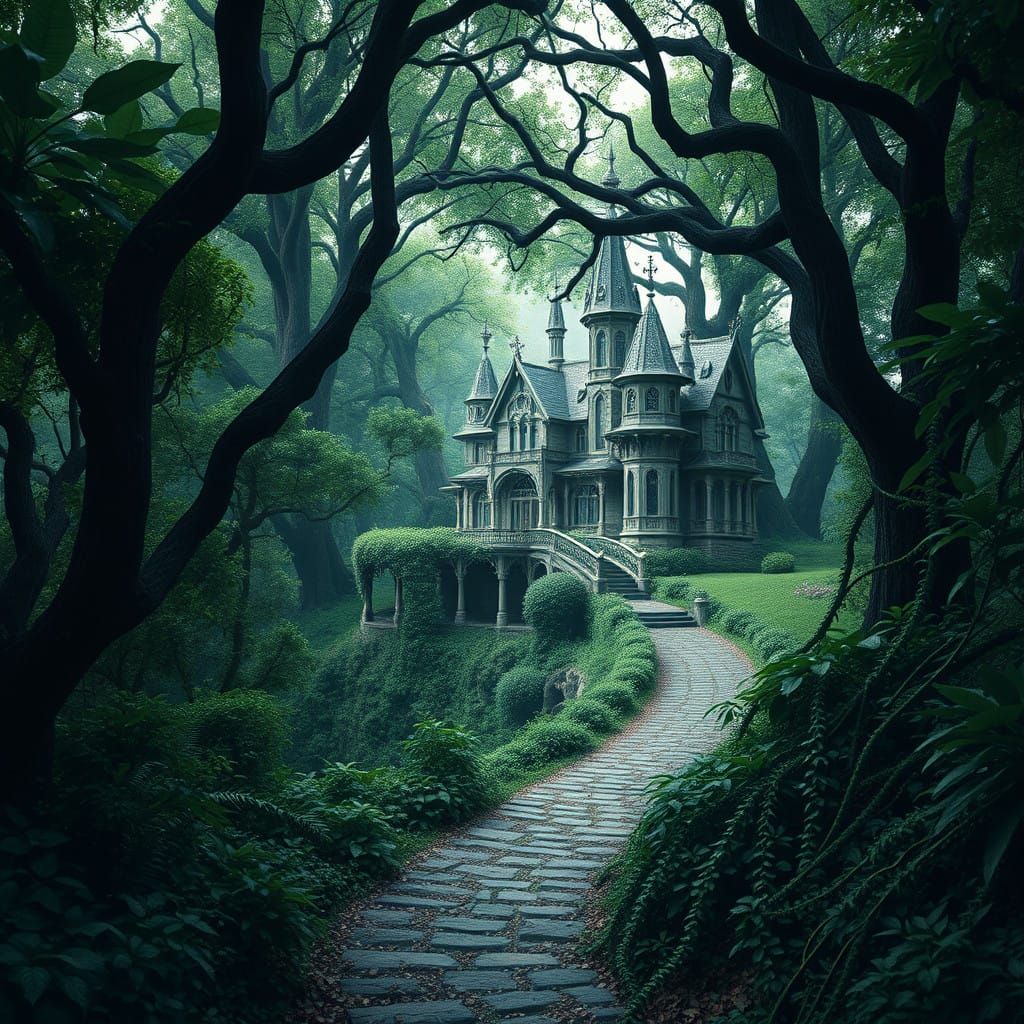 Enchanted Estate Amidst Whimsical Wilderness