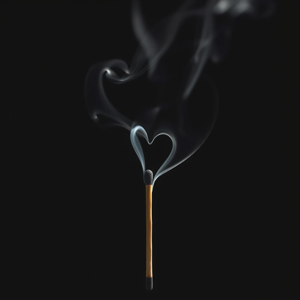 Ethereal Matchstick Heart in Dreamlike Atmosphere