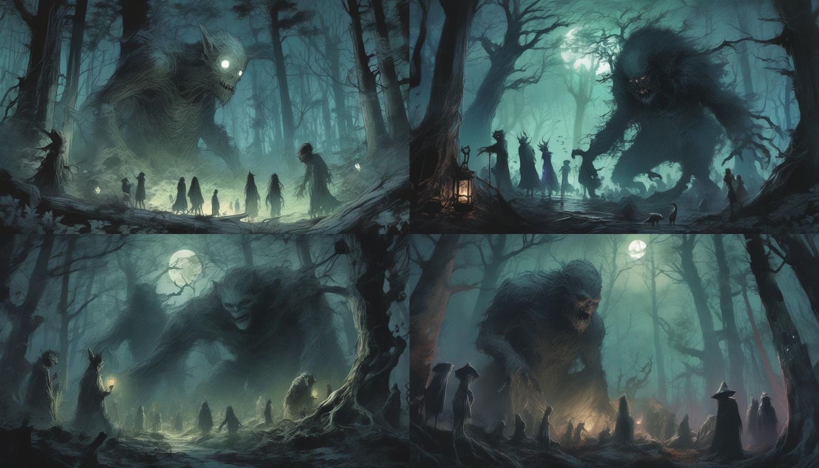 Haunted Forest Monster Party Under Moonlight