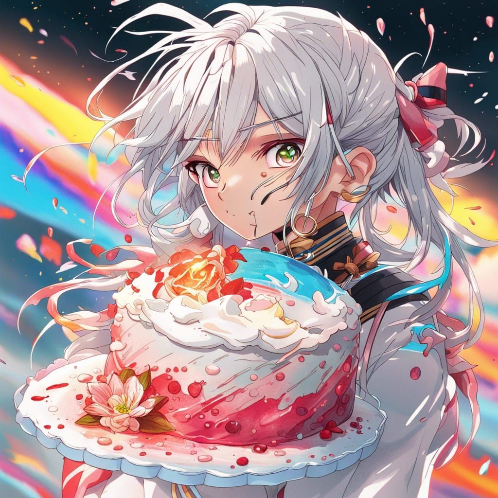 Anime-Style Vomit Comet Cake in Space