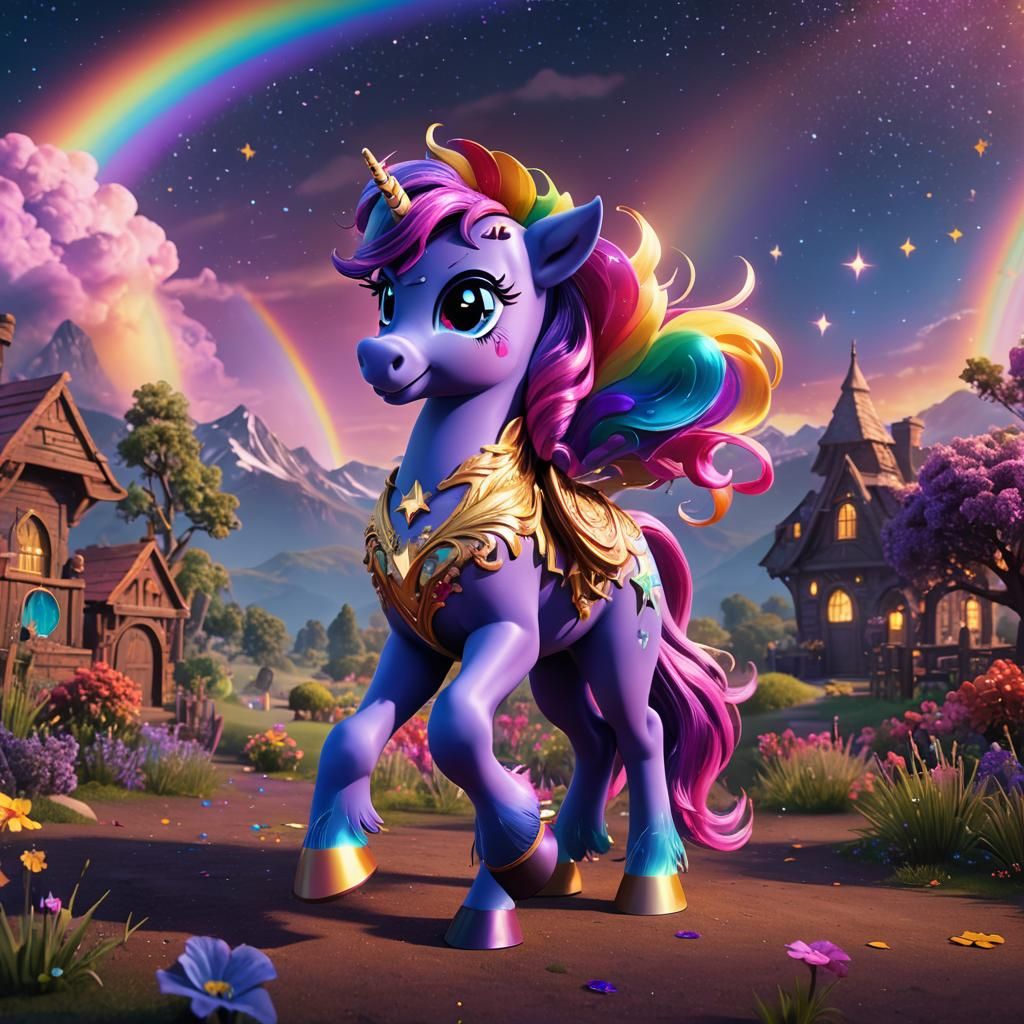 My Little Pony Dancing Under Rainbow: Fantasy Art