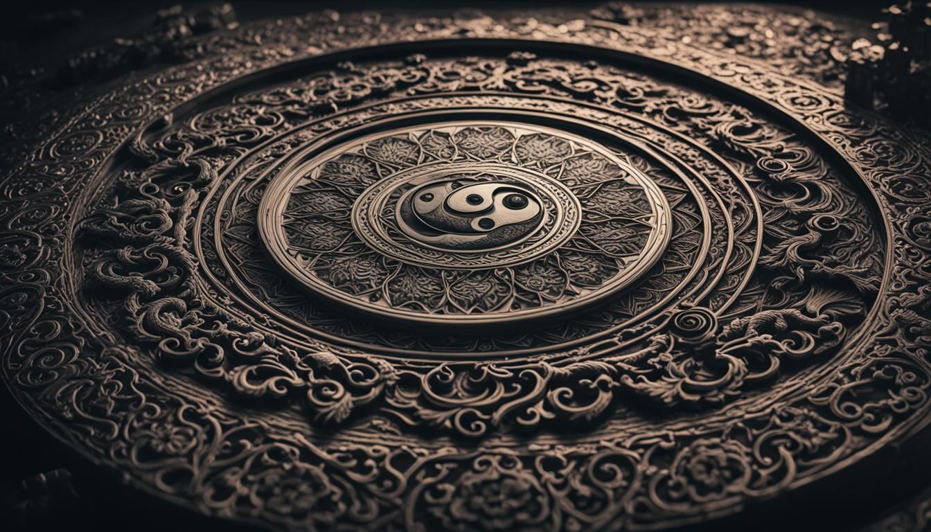 Detailed 3D Ying Yang Mandala in HDR