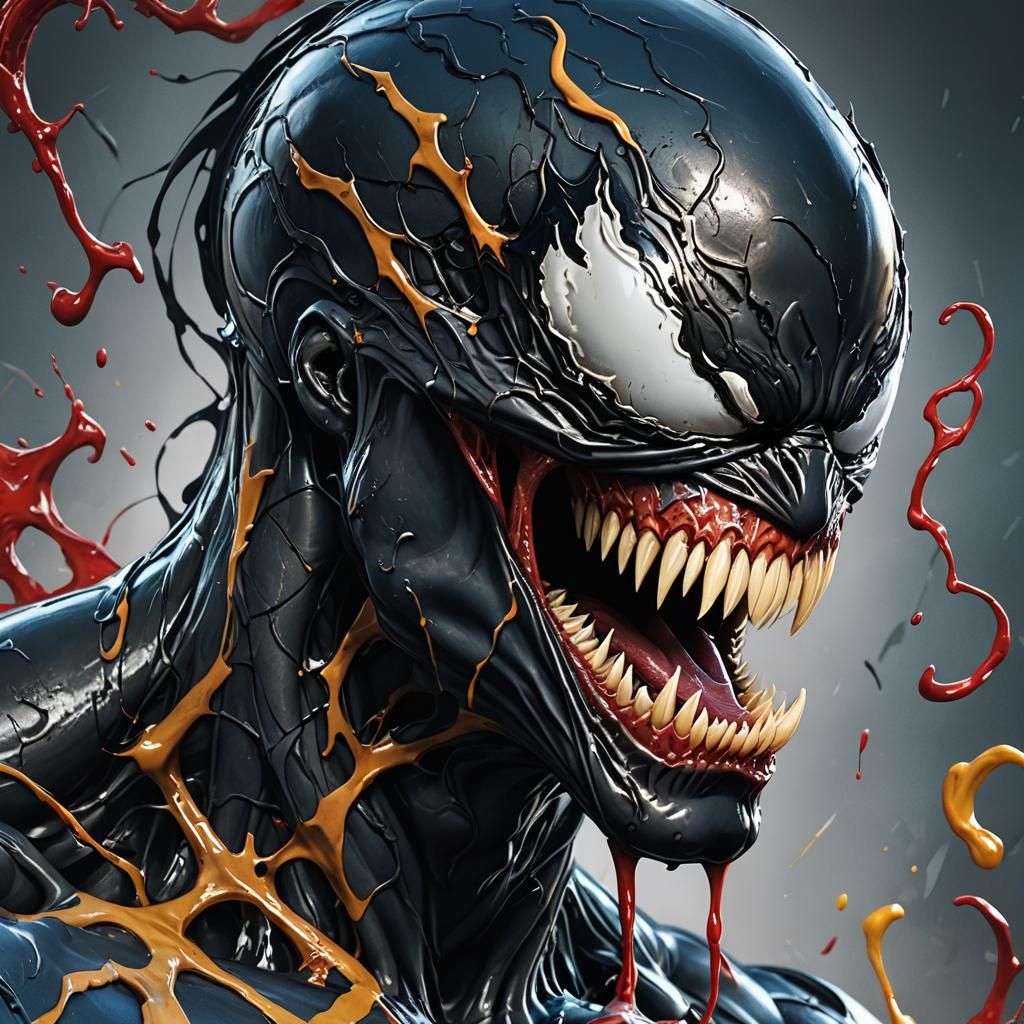 Hyperrealistic Venom Splash Art Concept