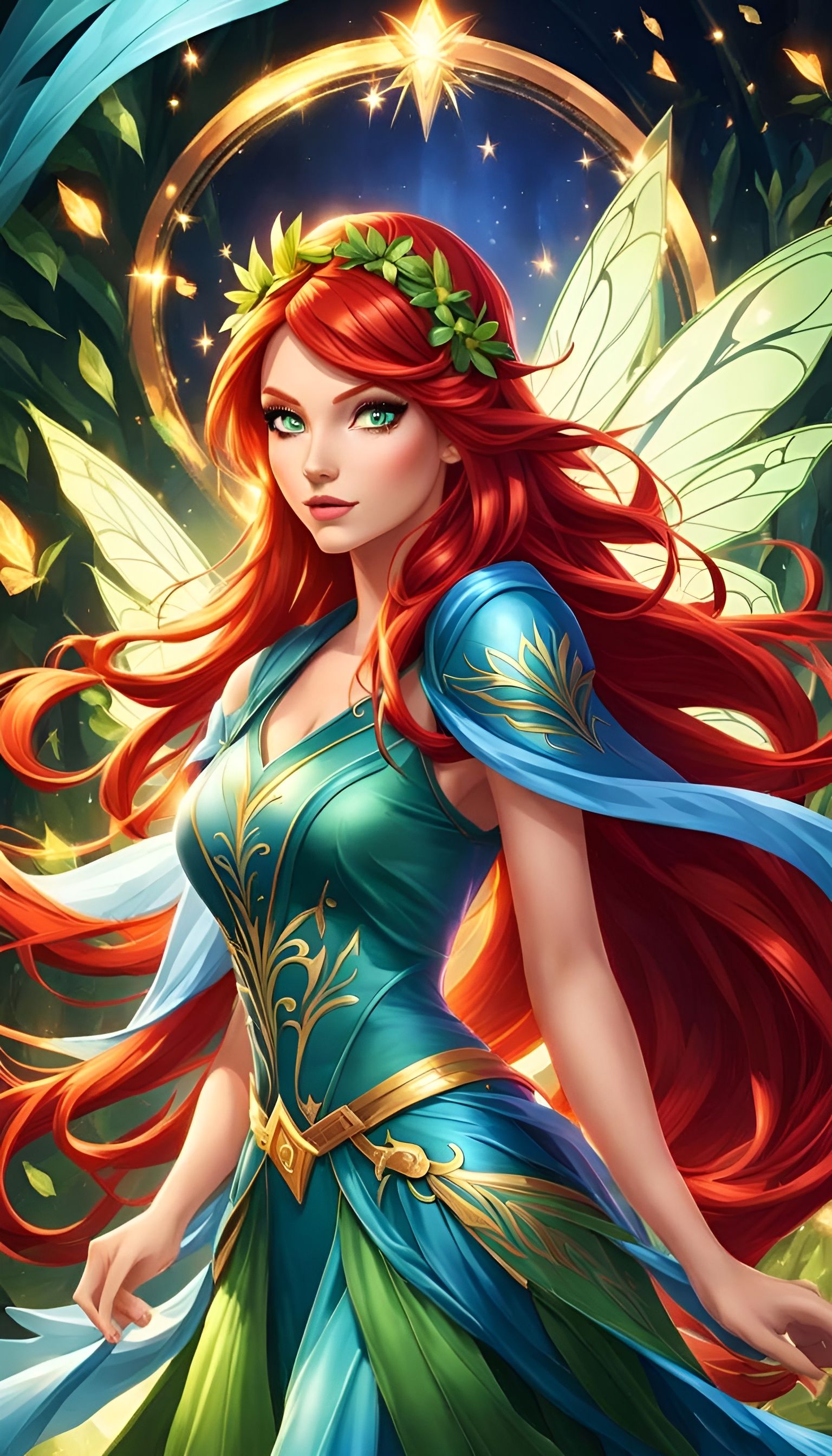 Red-Haired Fairy in Winx Club Cartoon Style