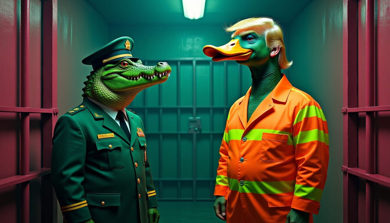 Trump Duck in Prison: A Beksiński-esque Vision