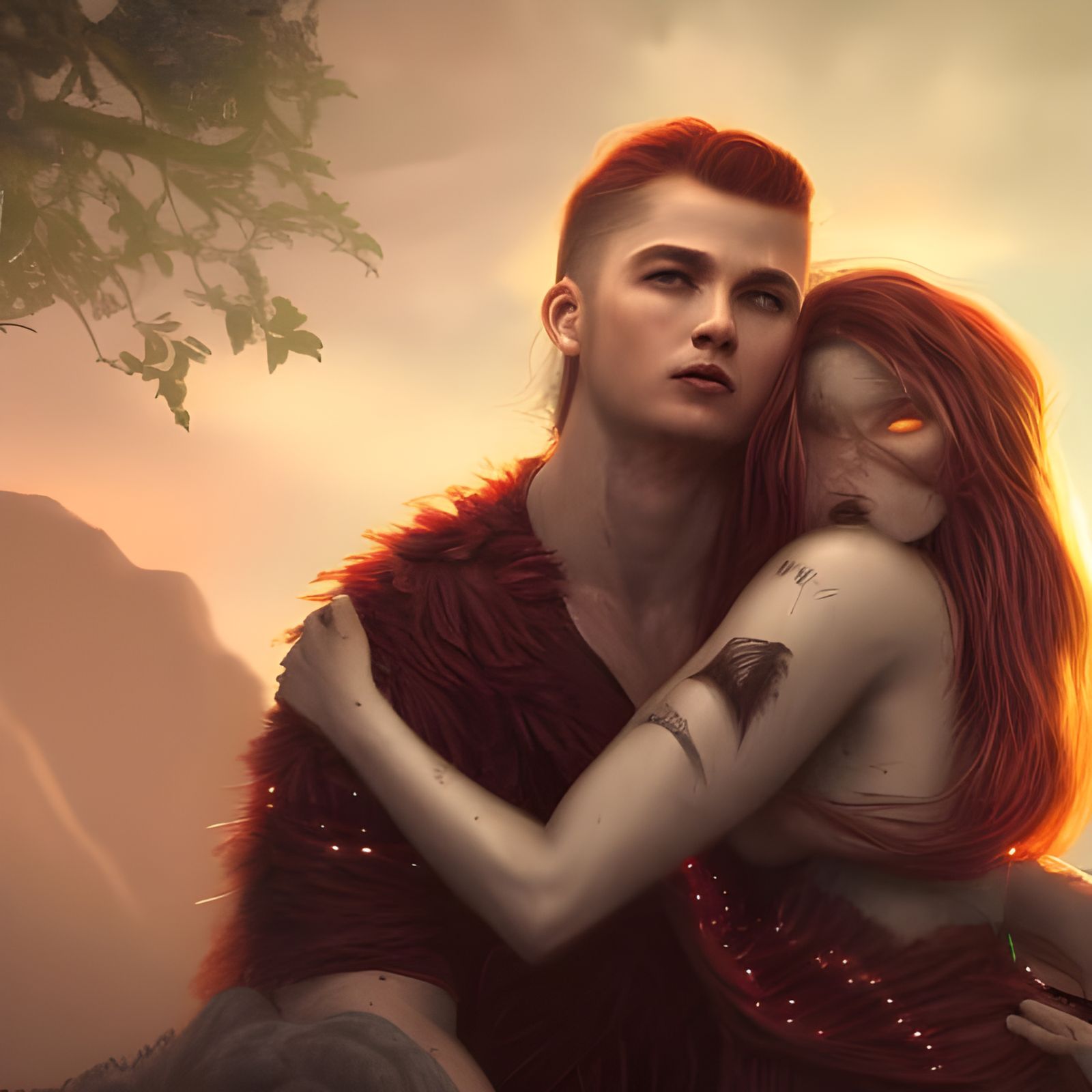 Intricate Embrace: A Matte Painting in Deep Color