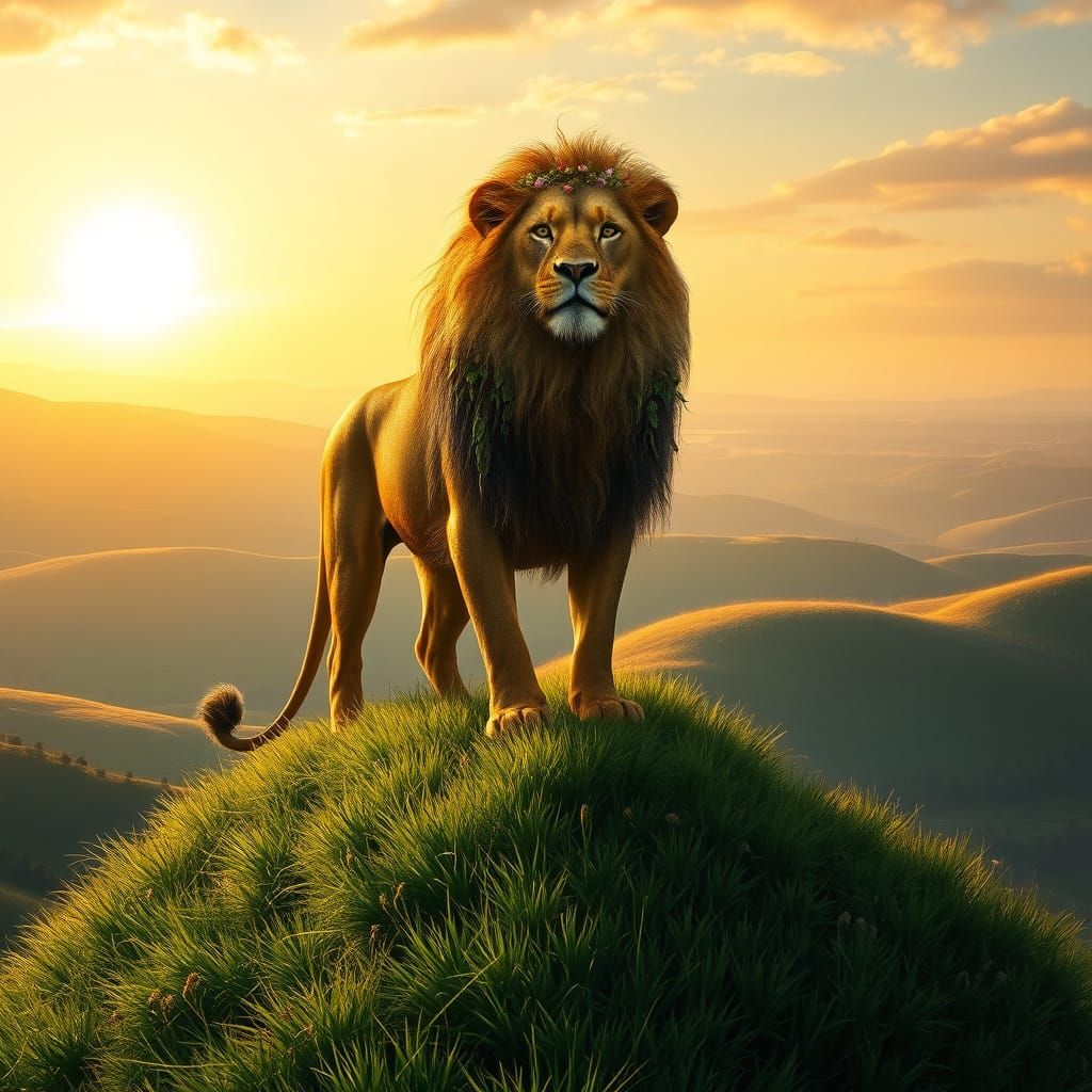Regal Lion in Harmonious Nature
