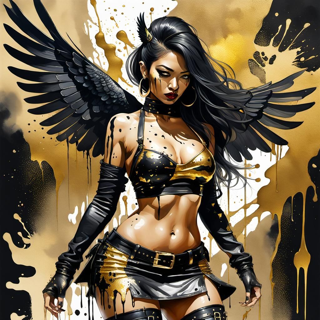 Ethereal Latina Goddess in Digital Watercolor