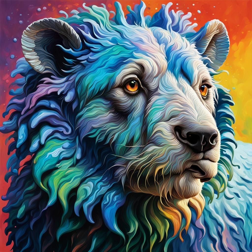 Hyperrealistic Sheep in Splash Art Style