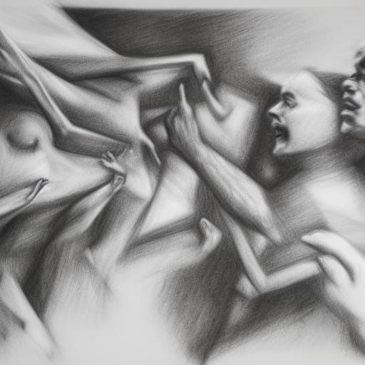 Hyperdetailed Charcoal Drawing of a Protest
