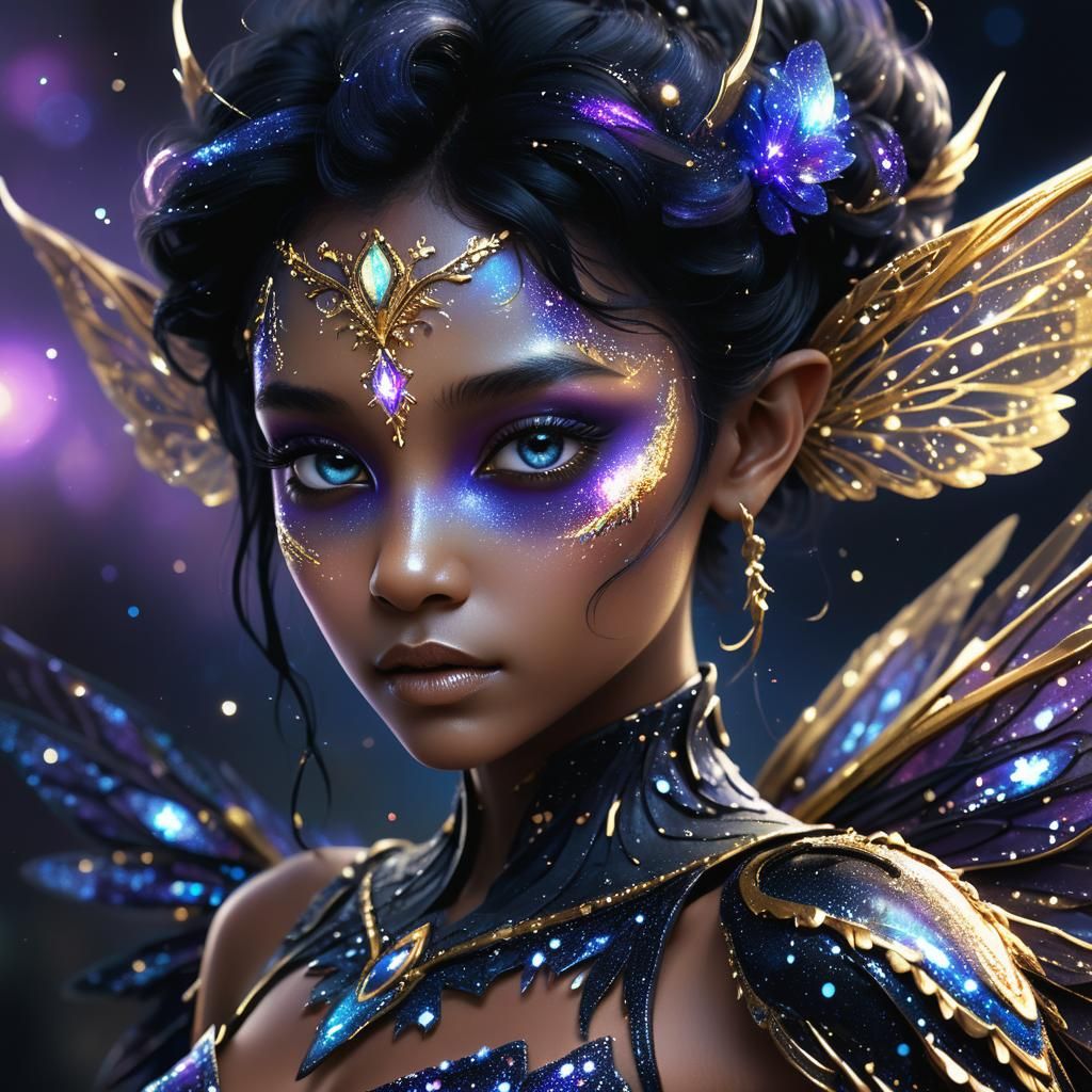 Galaxy Fairy Portrait in Dark Fantasy Style