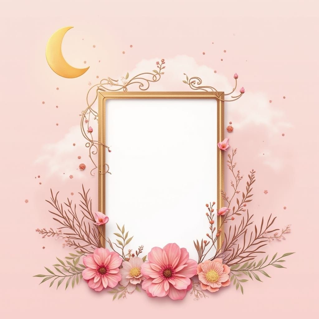 Dreamy Birthday Card with Moonlit Frame and Pastel Hues