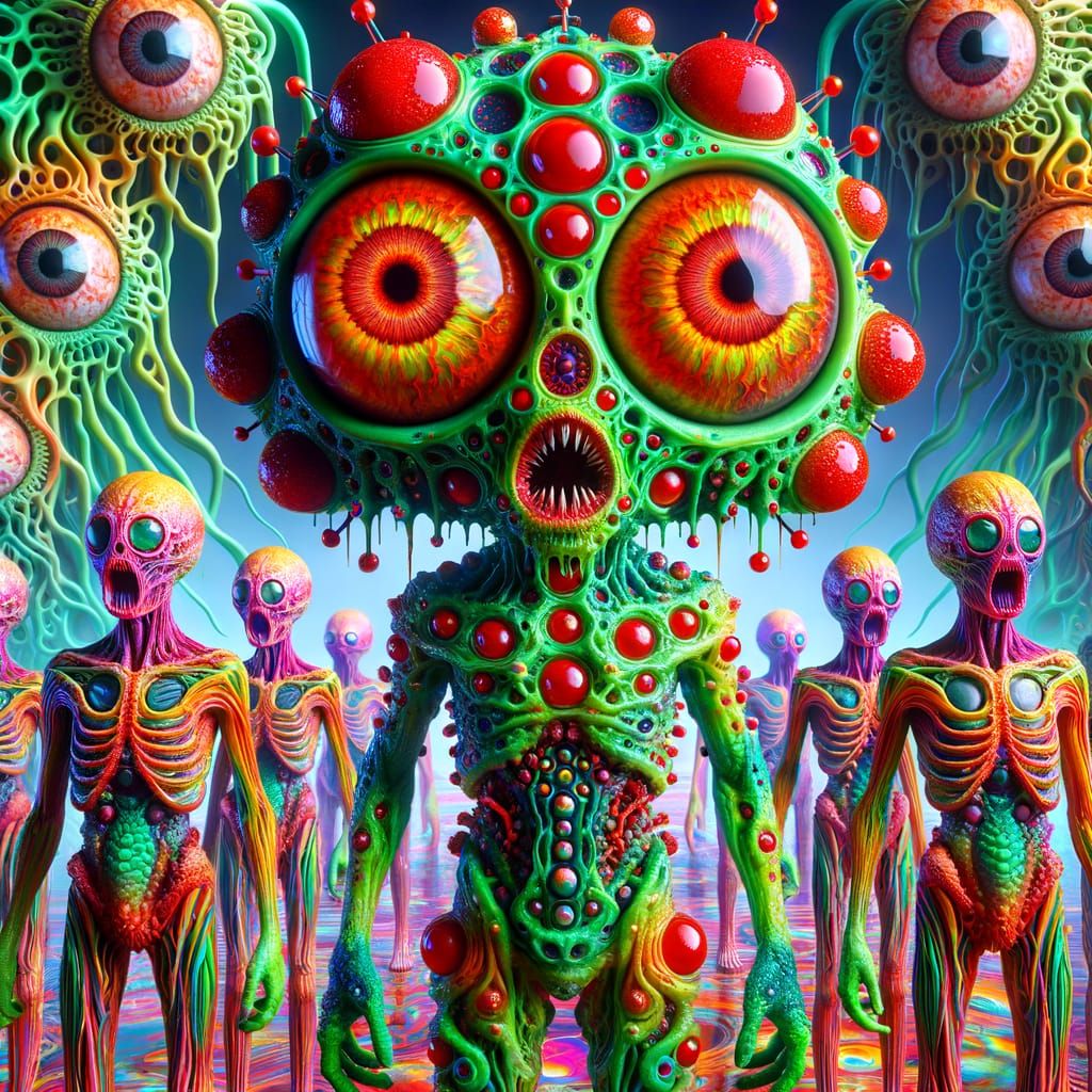 Psychedelic Alien Warlord in Futuristic Fusion Explosion