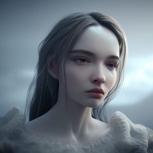 Girl with Red Hair in Wildflower Field