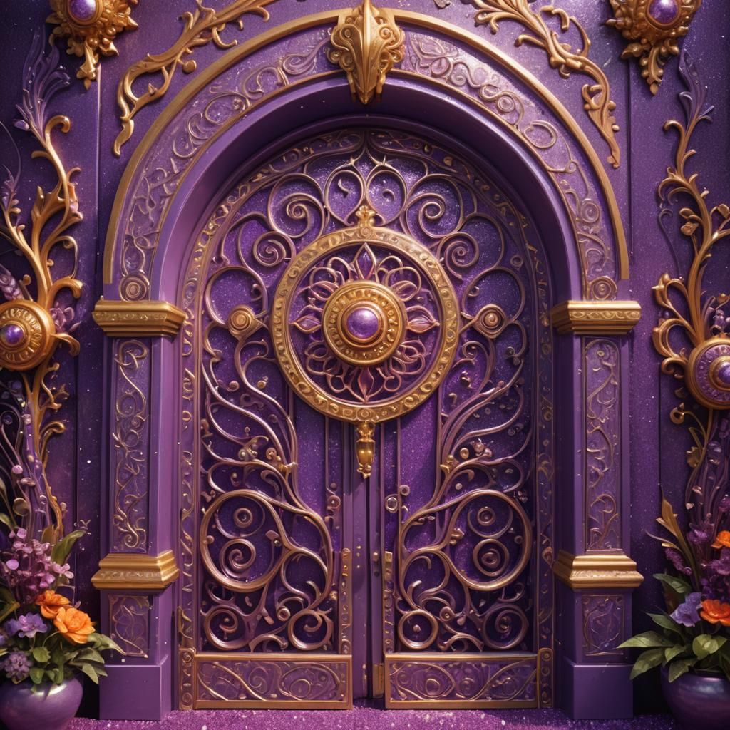 Majestic Purple Glitter Gate with Ceramic Details