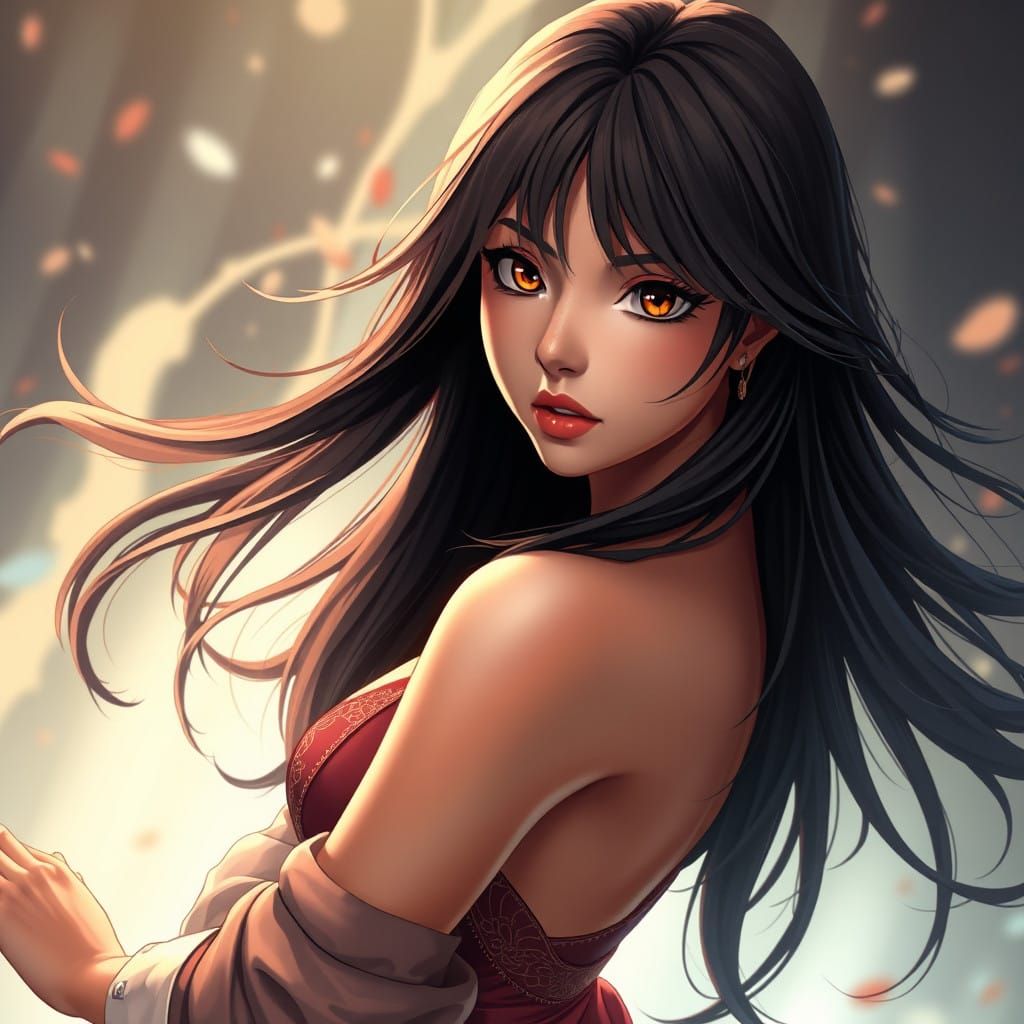 Ethereal Latina Goddess Emerges from Enchanted Realm in Anim...