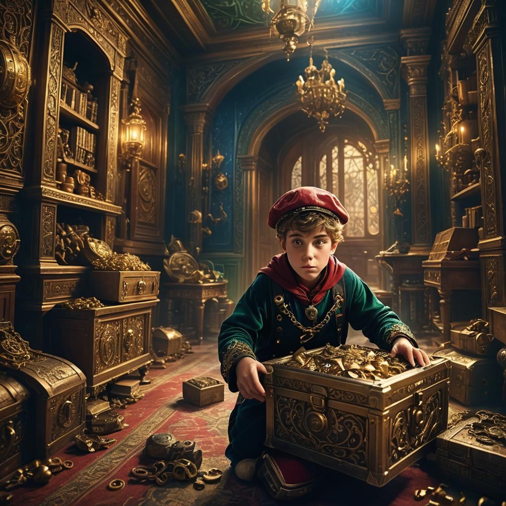 Boy Burglar in Mystical Treasure Room