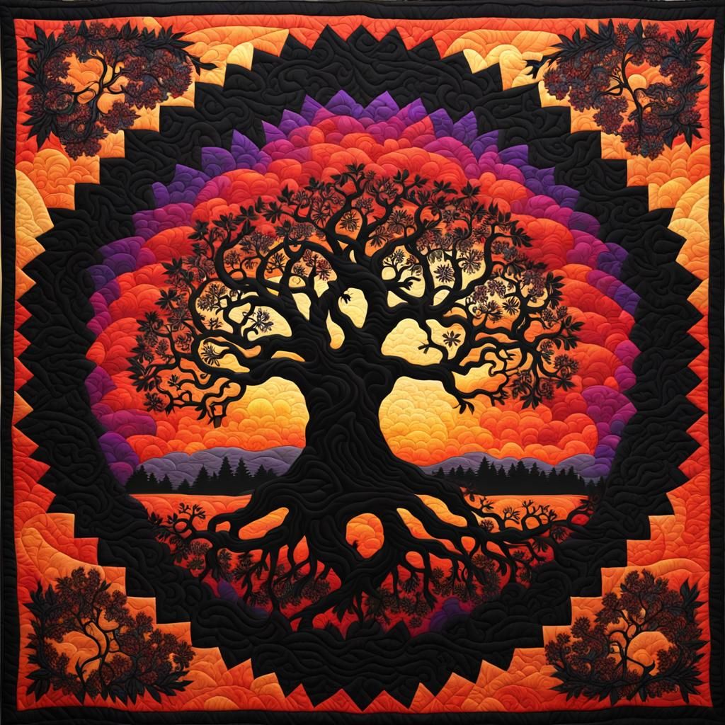 Tree of Life Quilt with Fractal Pattern