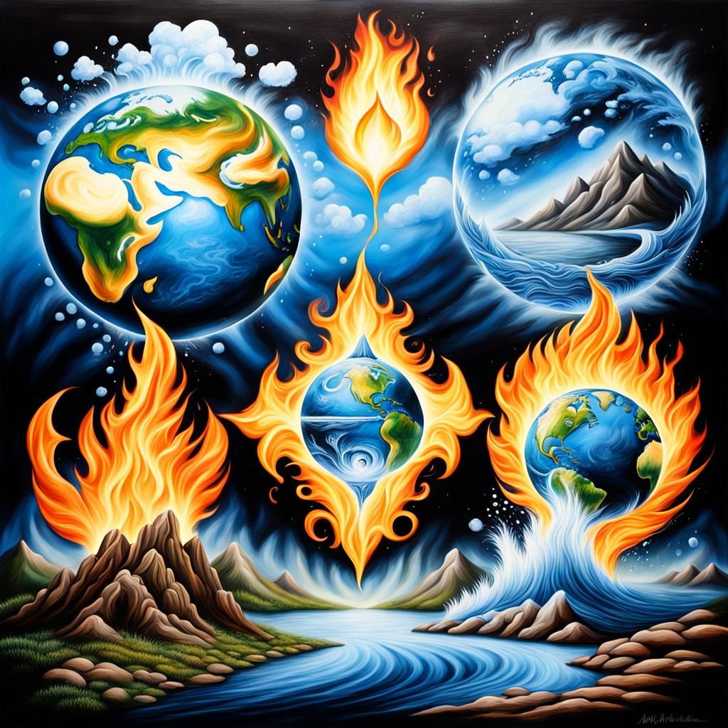 The Four Elements: Magical Oil Painted Airbrush Art