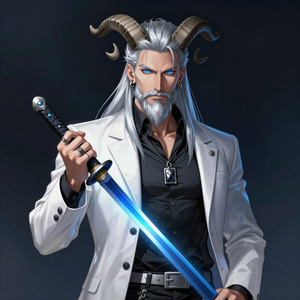 Silver-Haired Warrior with Glowing Wakizashi