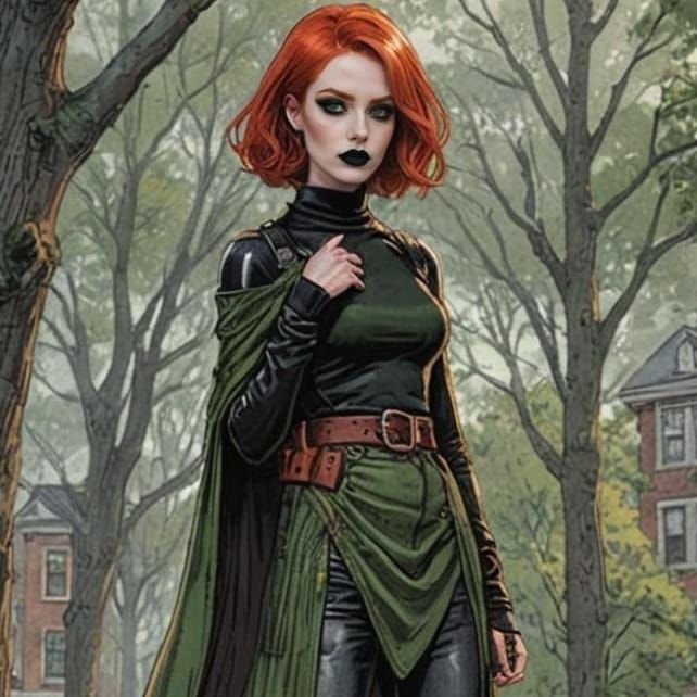 Goth Woman Illustration in Comic Book Art Style