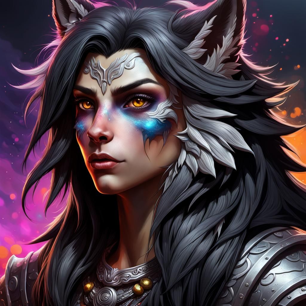 Detailed Worgen Female with Silver Eyes, Splash Art