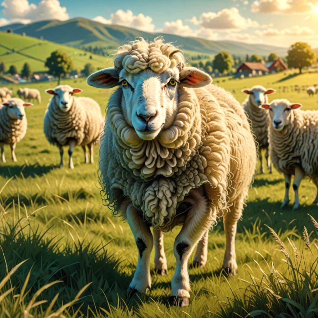 Simple AI Image of a Cheap Sheep
