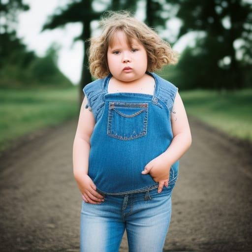 chubby chick in bellbottom jeans