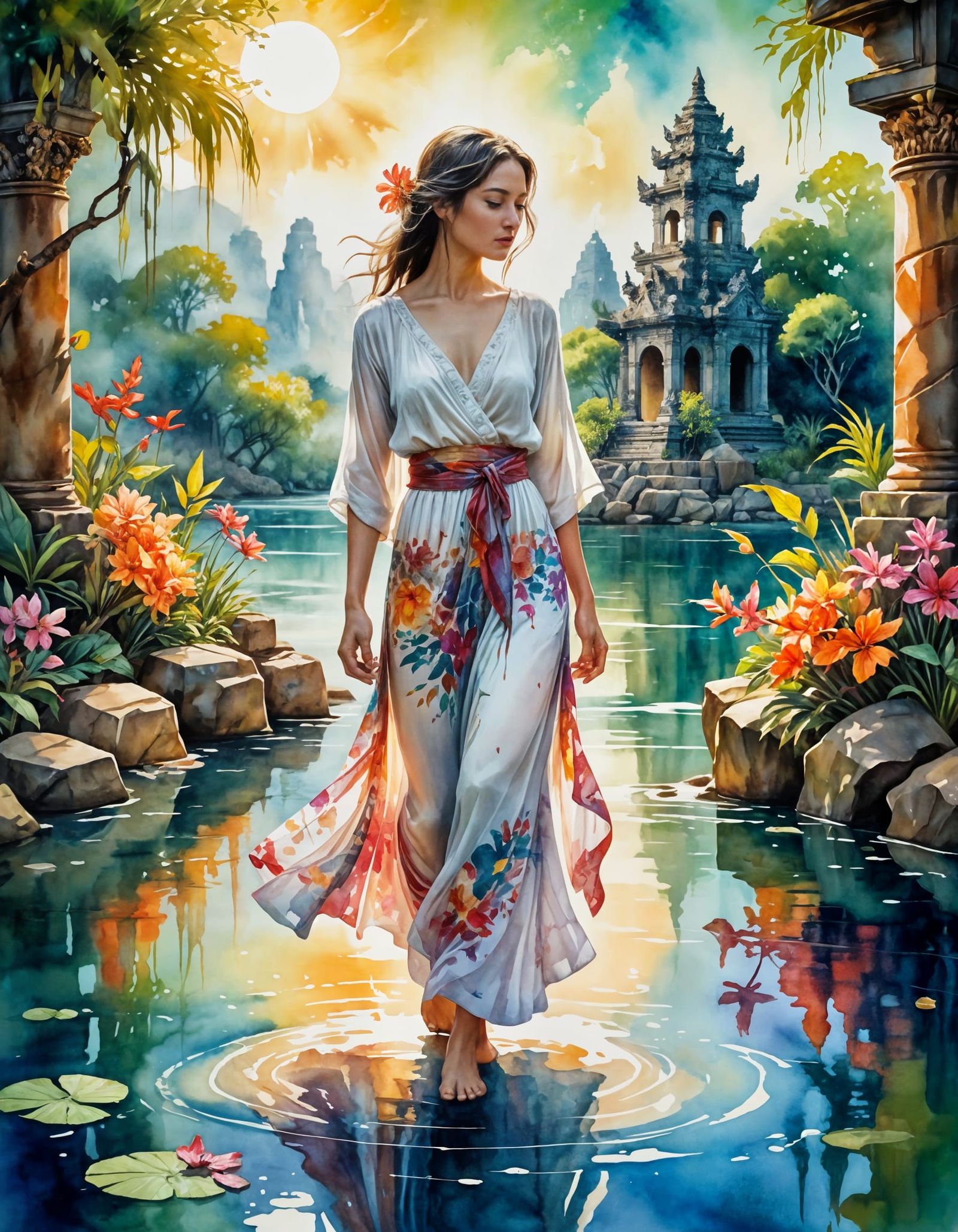 Amazonian Jungle Paradise: Watercolor and Alcohol Ink