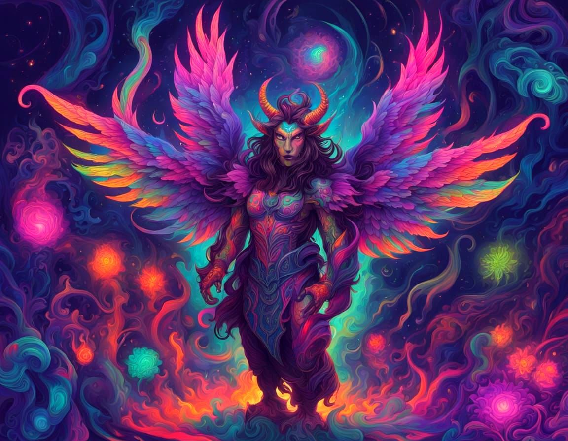 Winged Demon in Comic Style Fashion Illustration