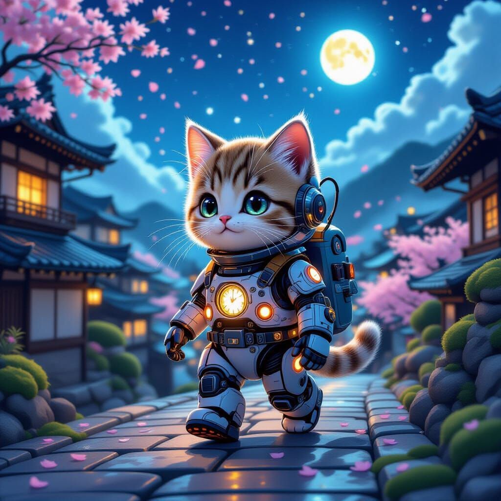 Robotic Kitten Walks on Japanese Rooftop