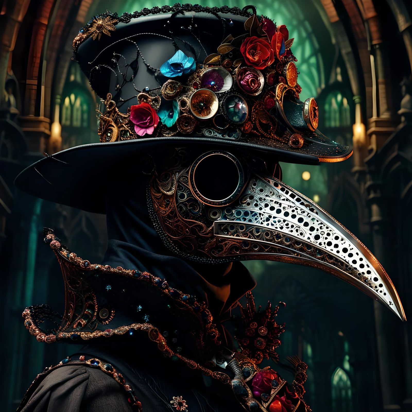 Magical Plague Doctor with Swarovski Mask