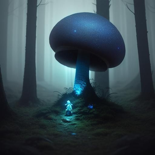 Mystical Creature in Moonlit Forest: Cinematic Film Still