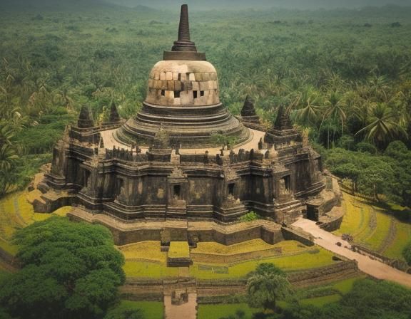 Borobudur Stone Buddha in Hyperrealistic Concept Art