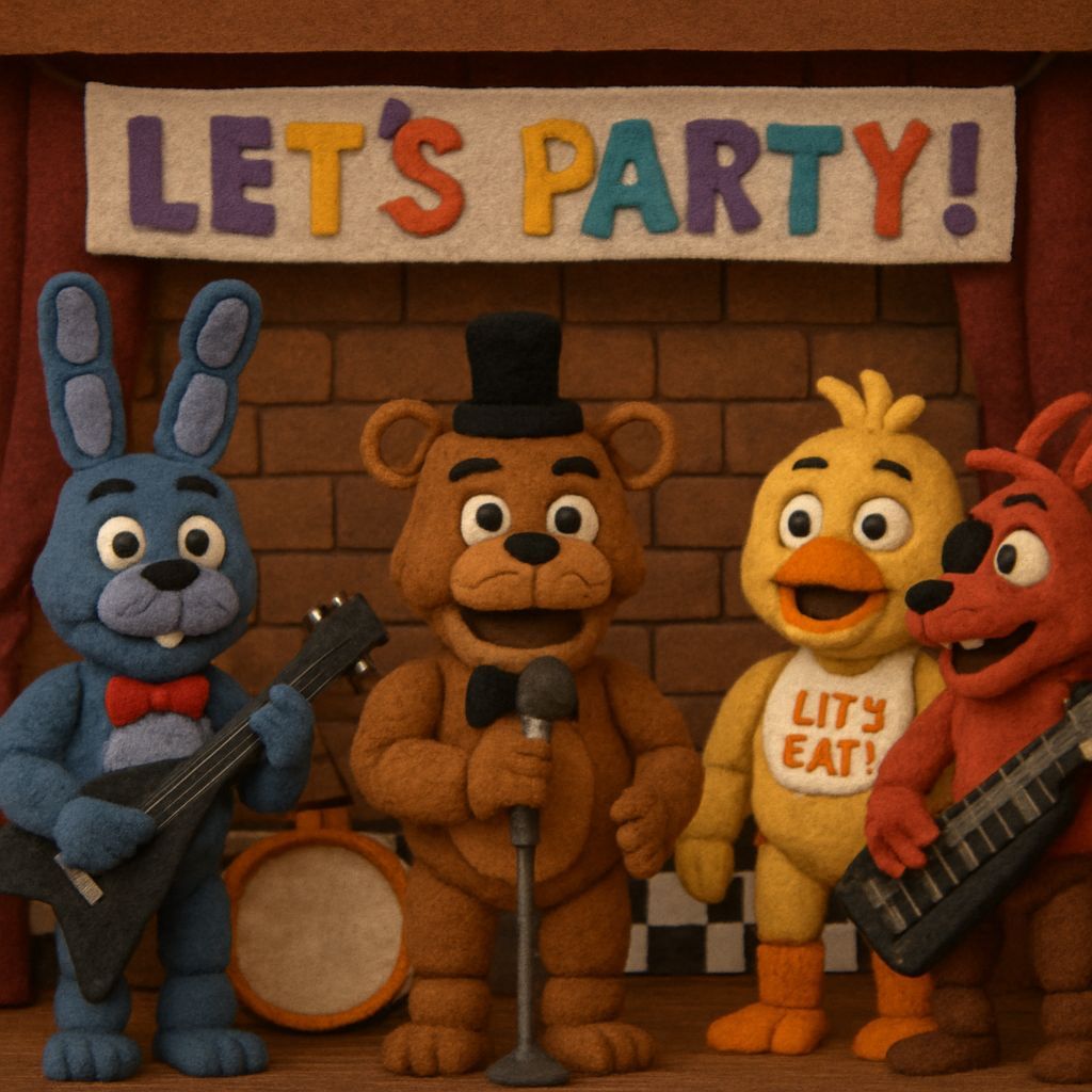 Felt FNAF Animatronics Band on Stage