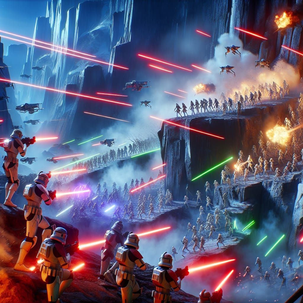 Futuristic Clone Troopers Ambush in Sci-Fi Battle Scene