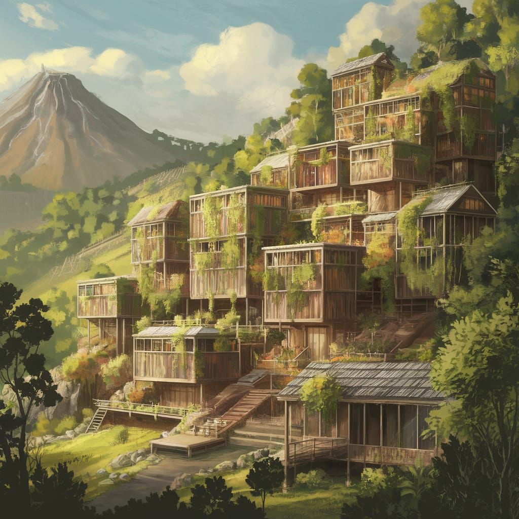 Solarpunk Community Thrives on Dormant Volcano Slopes