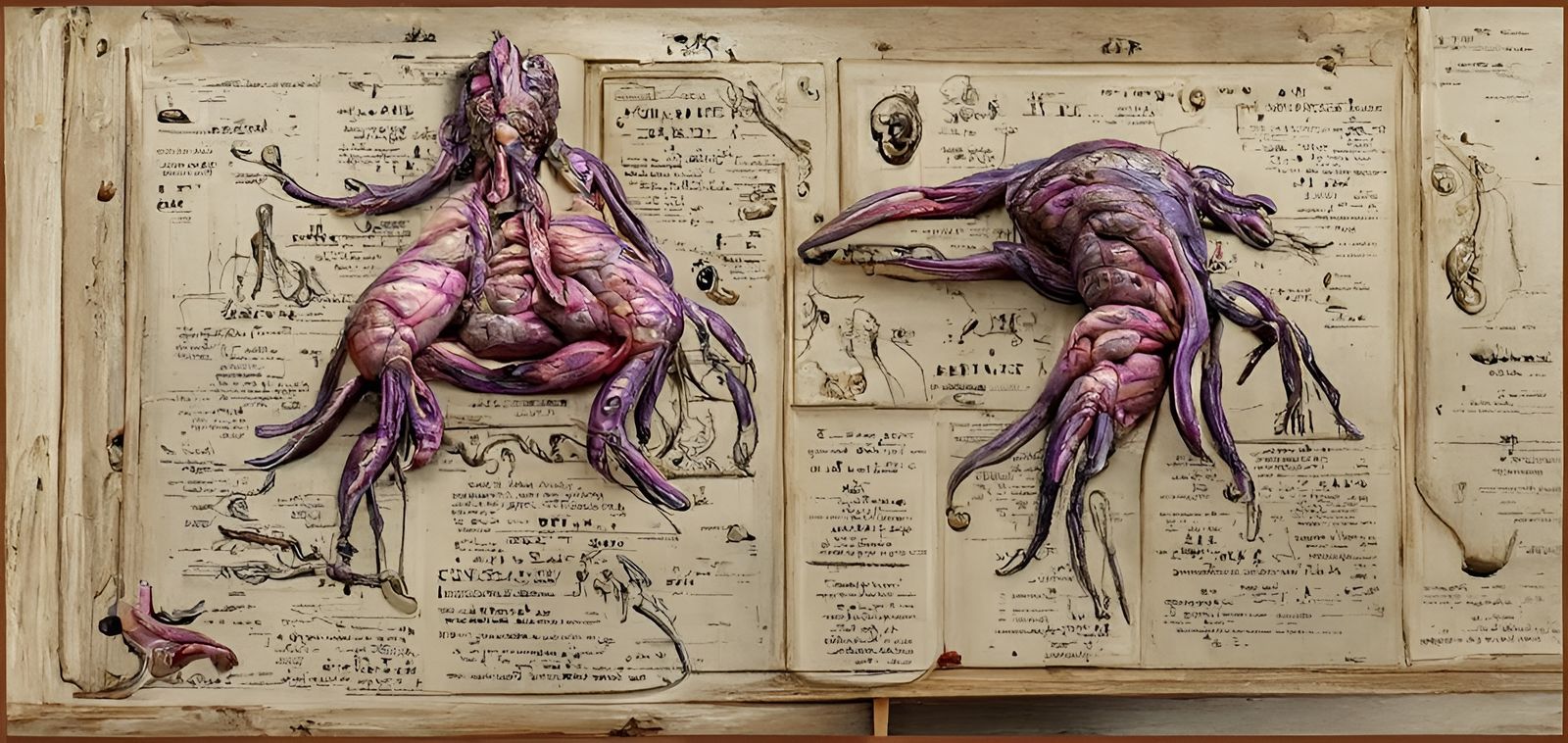 Eldritch Creature Anatomy in Antique Atlas Style
