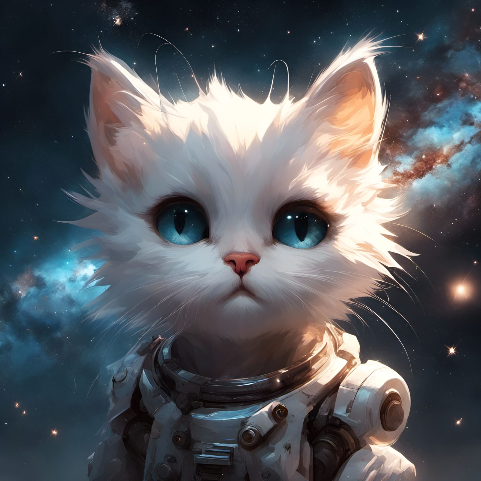 Anthropomorphic Cat Admires Milky Way in 3D