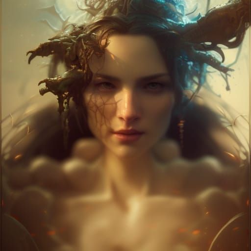 Surreal Goddess Unleashes Atomic Fury