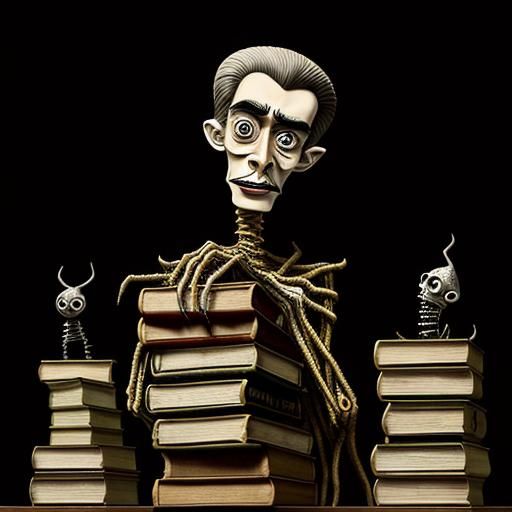 Disturbing Man in Magical Library, Art Brut Style