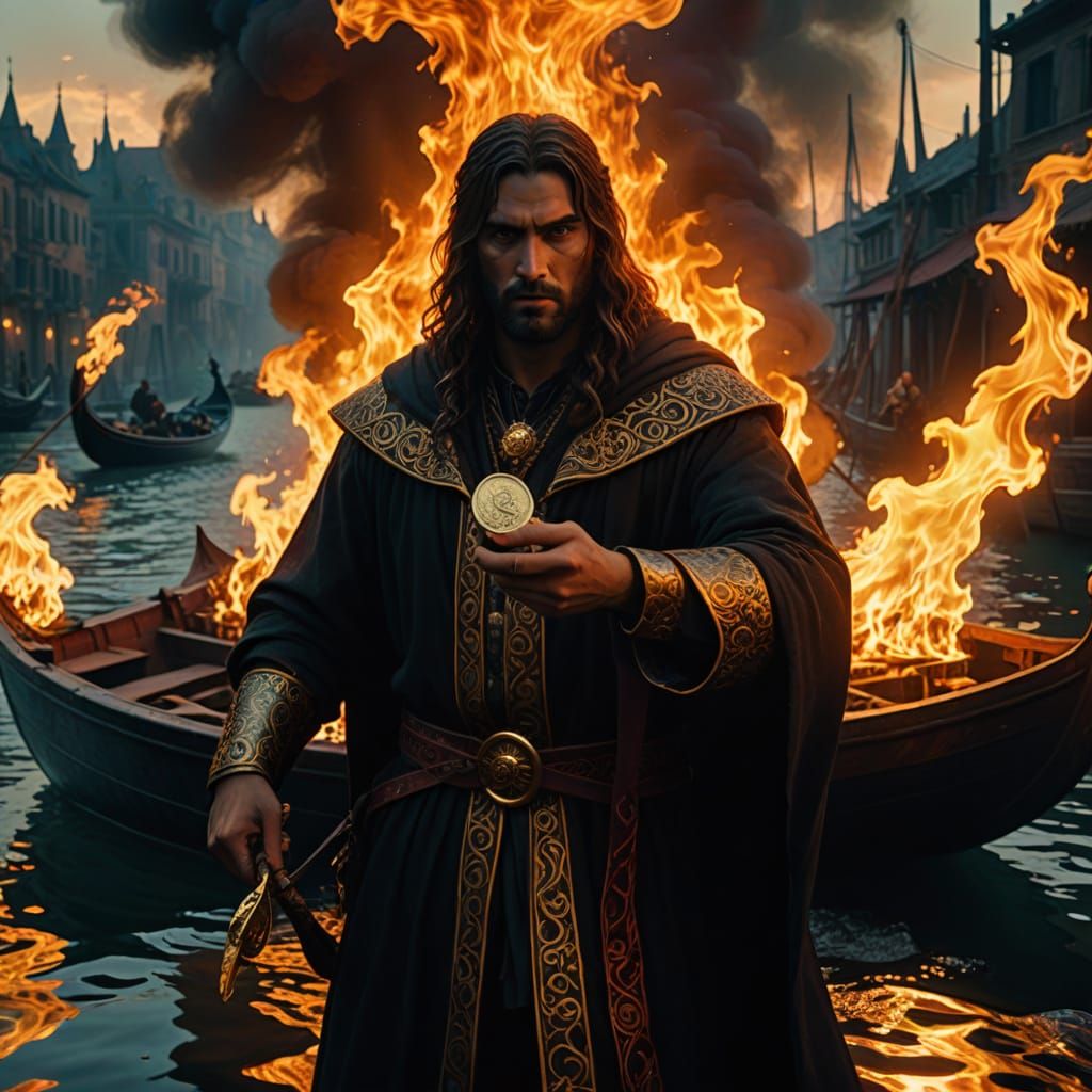 Lord of the Underworld Displays Coin in Low Poly Style