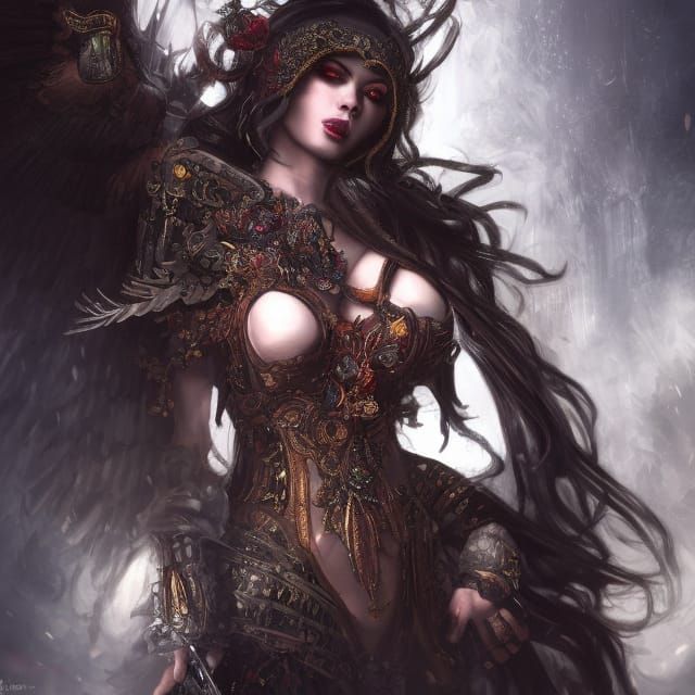 Ornate Pyromancer in Dark Fantasy Style