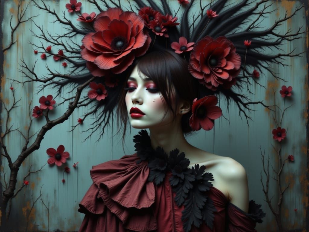 Gothic Woman in Nightmare Circus Fashion