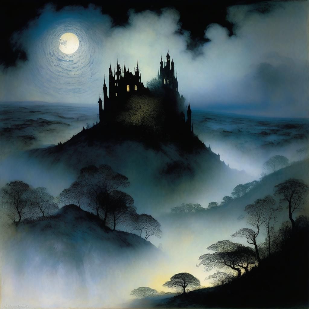 Mystical Forest Landscape in Symbolist Style