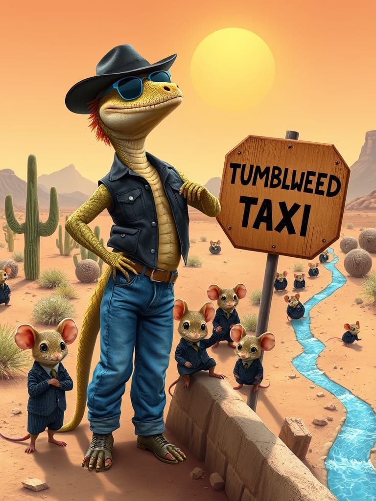 Western Desert Taxi in Distressed Blue Jeans Style