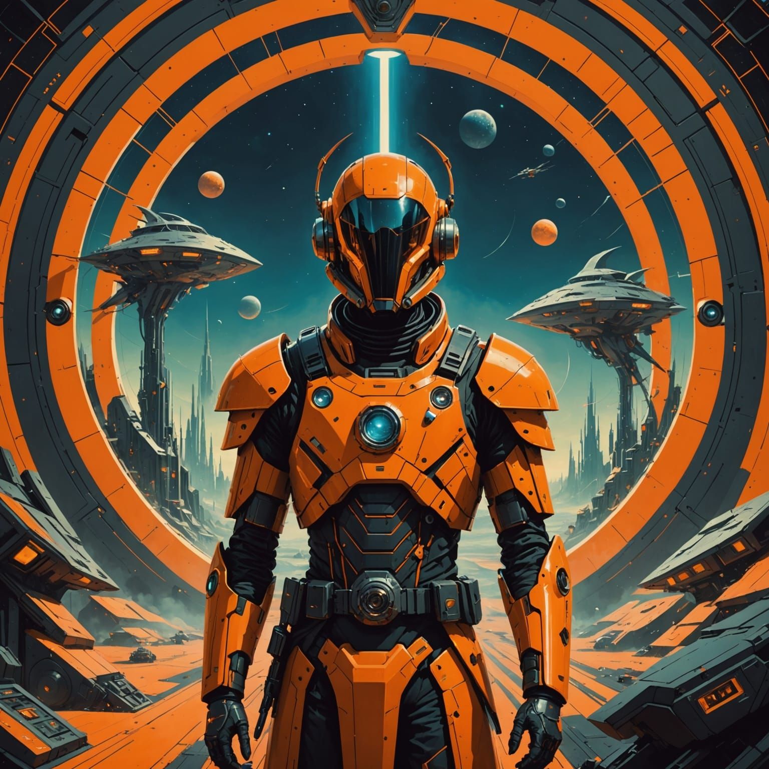 Grimdark Orange Retrofuturism Landscape