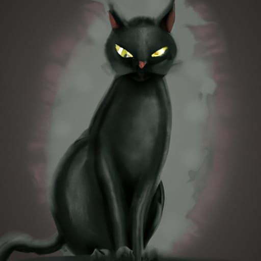 Sinister Black Cat Art by Rutkowski