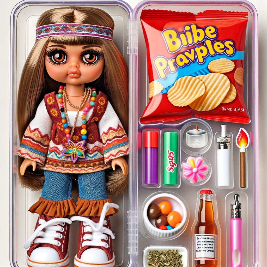 Canadian Hippie Barbie Doll in Psychedelic Outfit