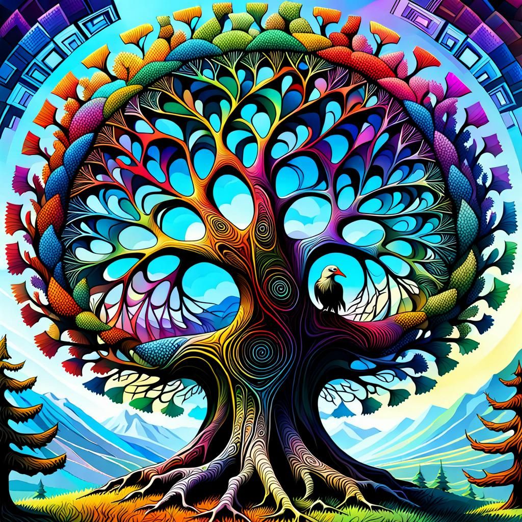 Chromatic Fractalia Condor Nesting Tree